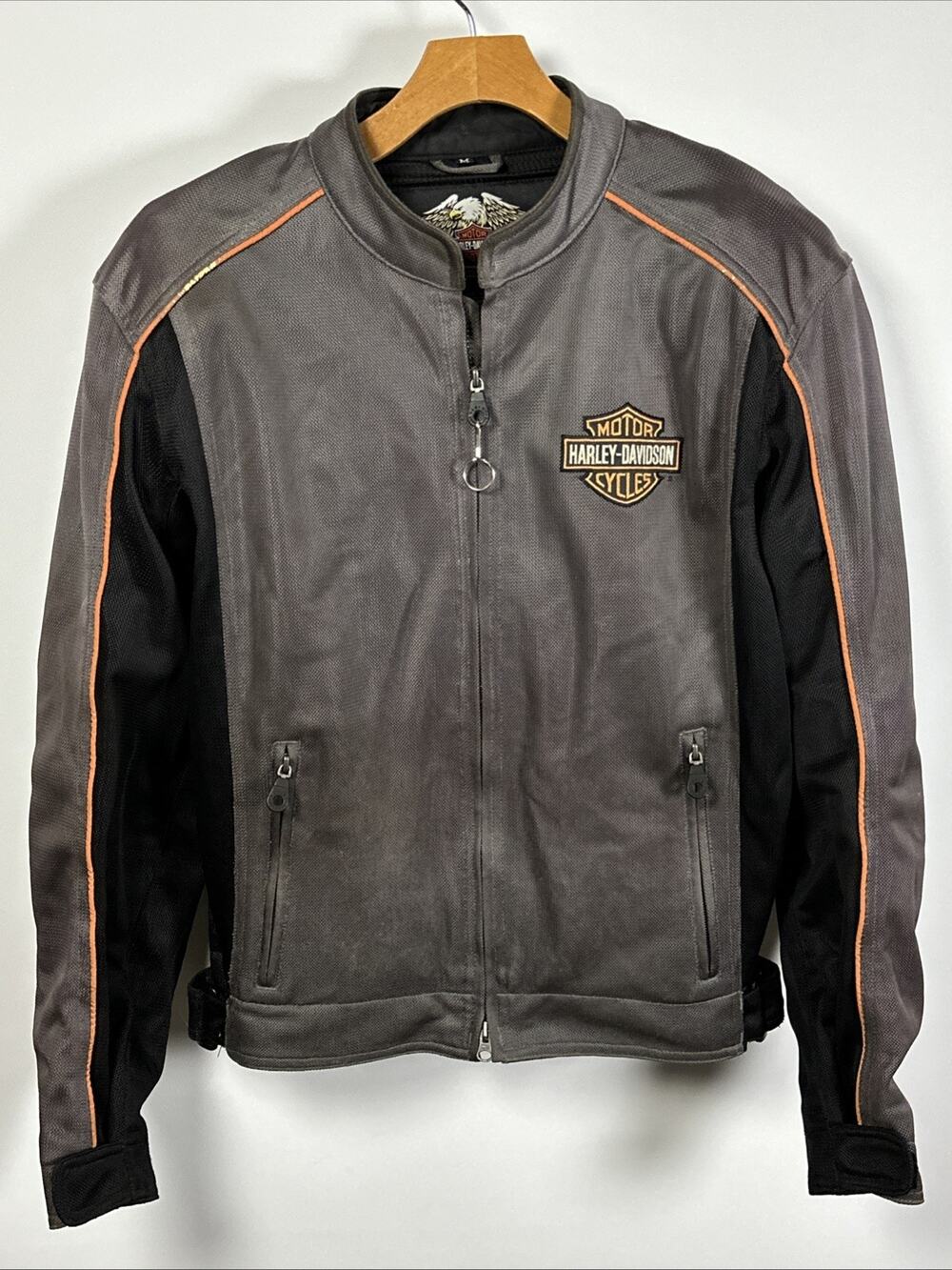Harley Davidson Motorcycle Mesh Armored Jacket Mens M Gray Black 98225-06VM
